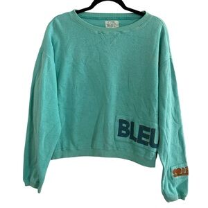 CODE BLEU Vintage Teal Cotton Sweatshirt Medium Made In Korea